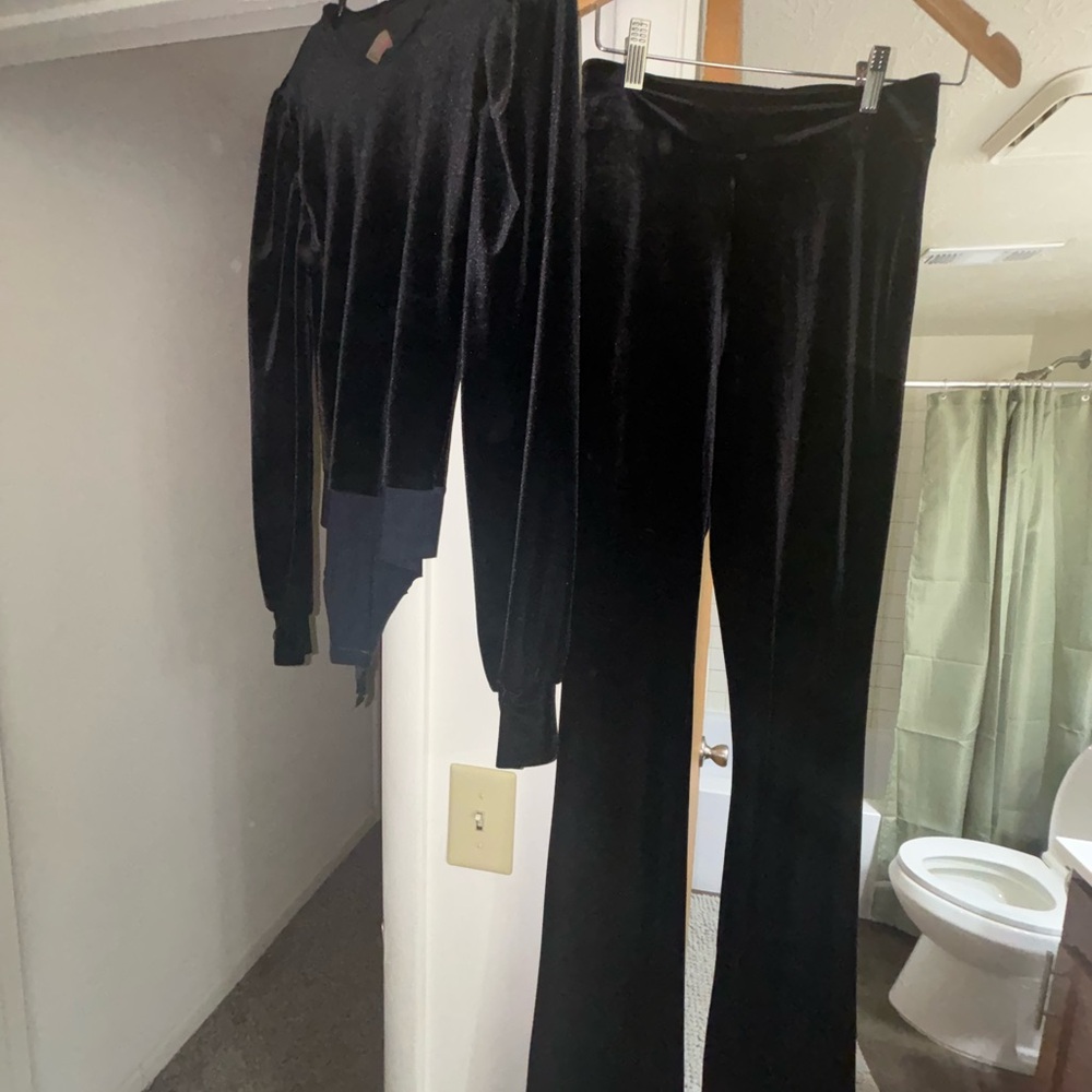 Commando Black Velvet Pantsuit Set